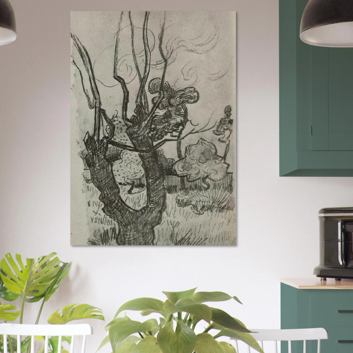 A Bare Treetop in the Garden of the Asylum by Vincent van Gogh - Post-Impressionism Art Print Wall Art