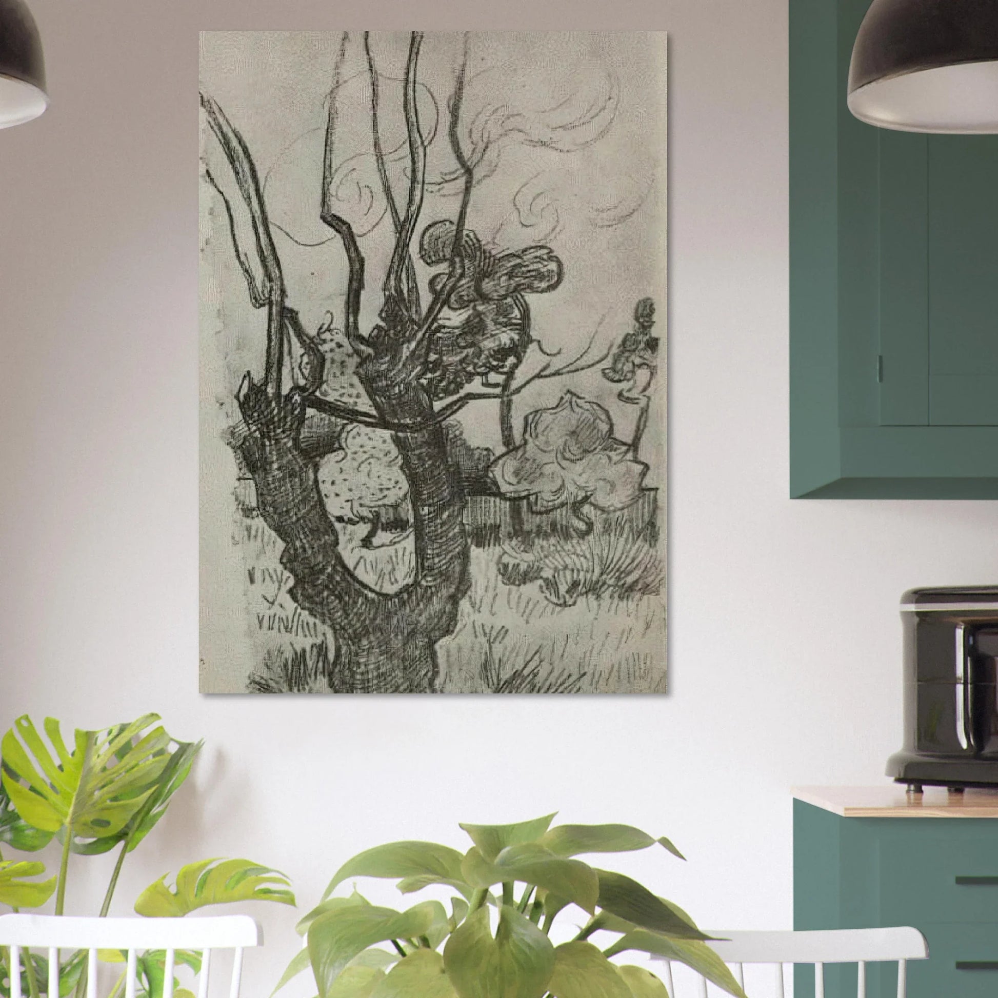 A Bare Treetop in the Garden of the Asylum by Vincent van Gogh - Post-Impressionism Art Print Wall Art