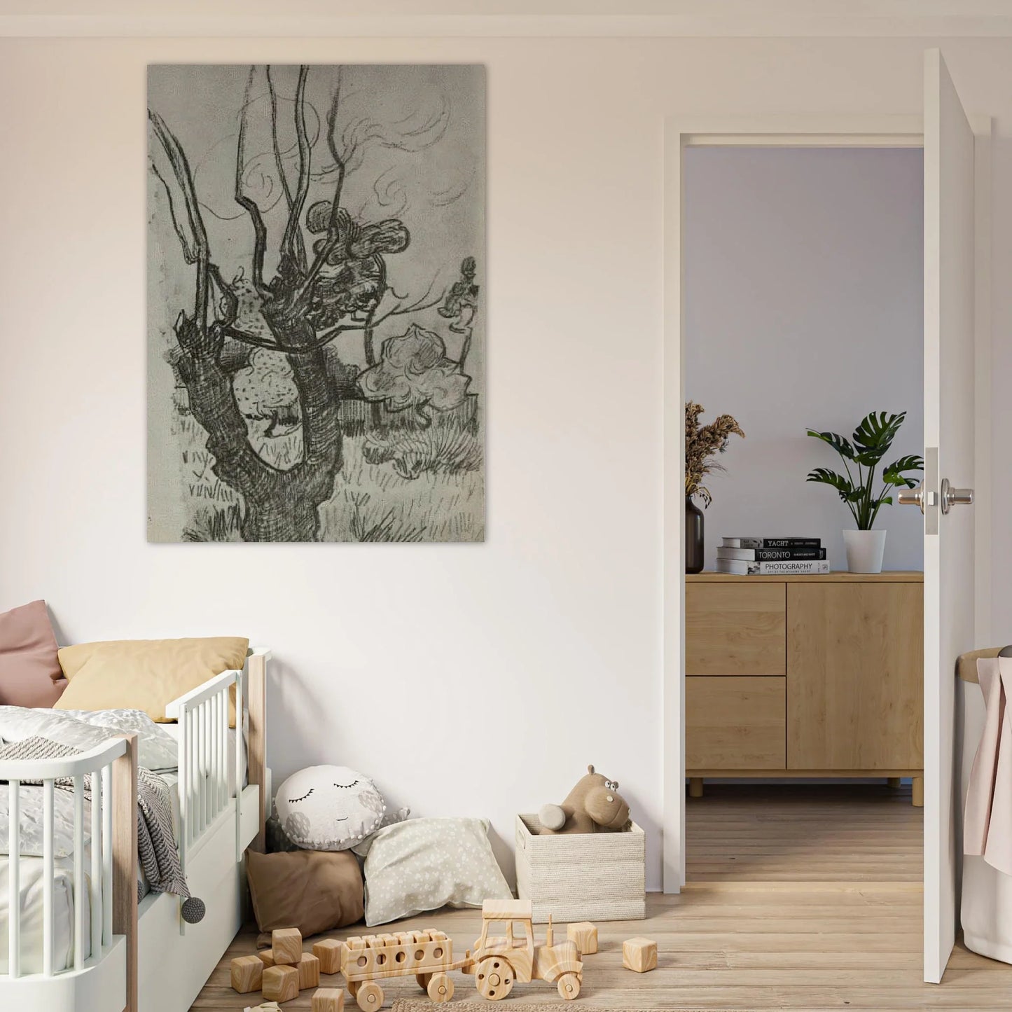 A Bare Treetop in the Garden of the Asylum by Vincent van Gogh - Post-Impressionism Art Print Wall Art